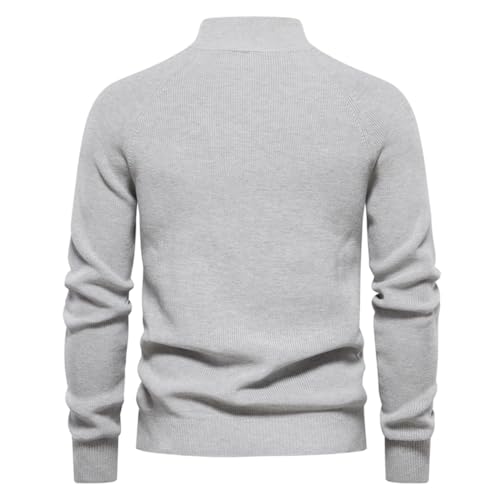 Men's Cotton Half Zip Pullover Sweater Long Sleeve High Collar Sweater Warm Winter Knitted Sweater2