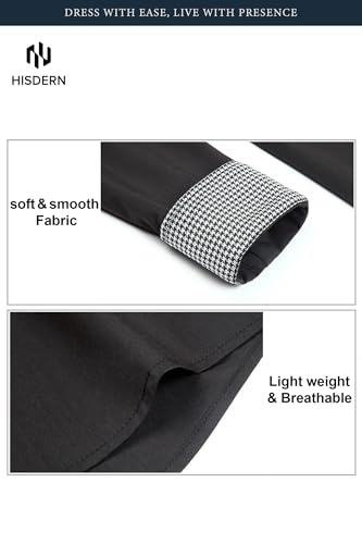 Image of HISDERN Mens Business Dress Shirts Long Sleeve Casual Button Down Shirt Formal Inner Collar Contrast Shirt for Men Wedding
