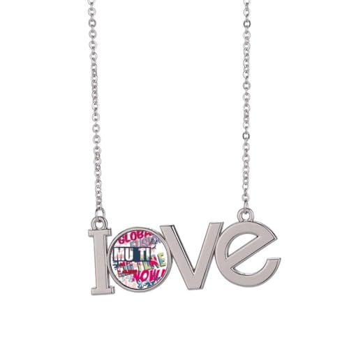 Collier pendentif mots colorés Graffiti Street M en acier style urbain