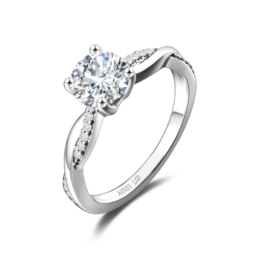 AGVANA 0.5-1 Carat Lab Grown Diamond Petite Twisted Vine Ring in 14K White Gold (0.54-1.06 Ct.Tw. Main Stone) Engagement Anniversary Wedding Ring for Women (D-E Color, VS Clarity)3