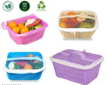 Image of GI9IUS Round Shape Multipurpose Safe Net Cover Plastic Fruit & Vegetable (Onion,Potato) Storage Basket (Off-White)
