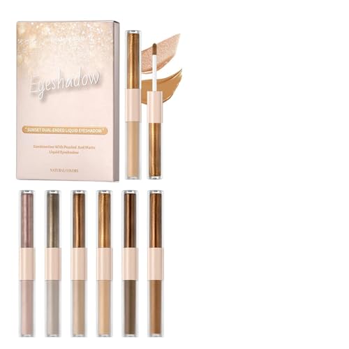 Set de maquillaje de ojos brillante: sombra de ojos líquida de 6 colores, crema resistente al agua con alto contenido de pigmentos, cosmético de larga duración, fórmula de belleza brillante Long Tail