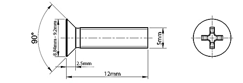 M5 (5mm x 12mm) Black Zinc Flake Phillips Countersunk Machine Screws Metric Flat Head Steel Fully Threaded DIN 965 (Pack of 20) H14BCD - Image 2