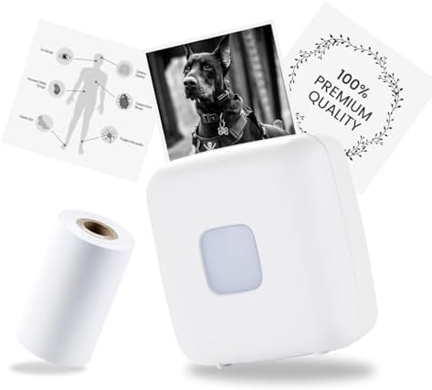 Sticker Printer, TP6 Print Pods Mini Printer, Portable Bluetooth Sticker Maker Machine, Inkless Thermal Pocket Printers, Fits Study Graphics, Notes, Journal, DIY & Gifts Blessings - White
