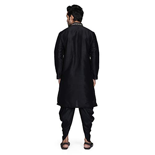 Kurta Salwar ropa india de hombre conjunto de mezcla de seda negro 42 2