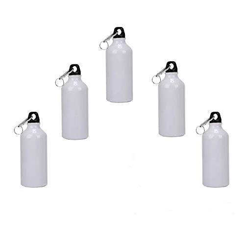 TECHTONGDA Blank Coated Sublimation Aluminium Water Bottle White Sublimation Transfer (600ml # 001402 * 5)