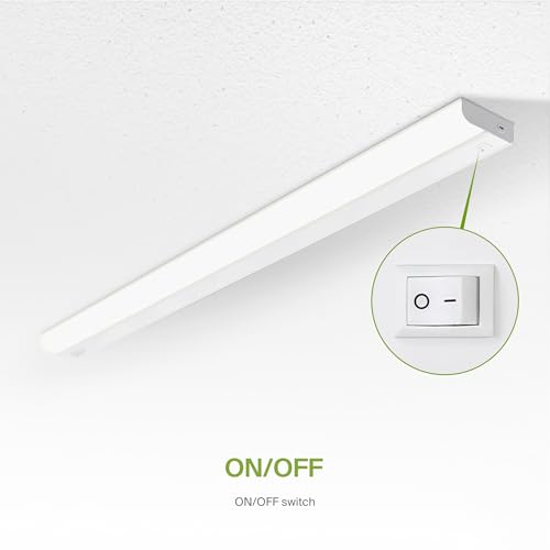 Image of ASD LED Under Cabinet Lighting Hardwired, 48 Inch 24W 2700K-5000K Selectable, 2087LM, CRI90+, Direct Wire Linkable Under Counter Lights for Kitchen, Dimmable Under Cabinet Lights, White, UL, 6 Pack