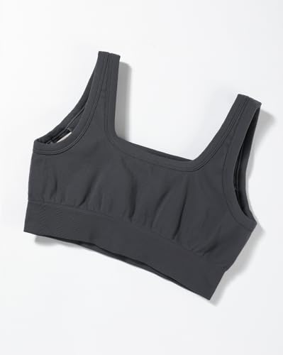 Image of AUROLA Power Womens Square Back Basic Sports Bra - Square Neck Padded Low Impact Yoga Bra Workout Crop Top