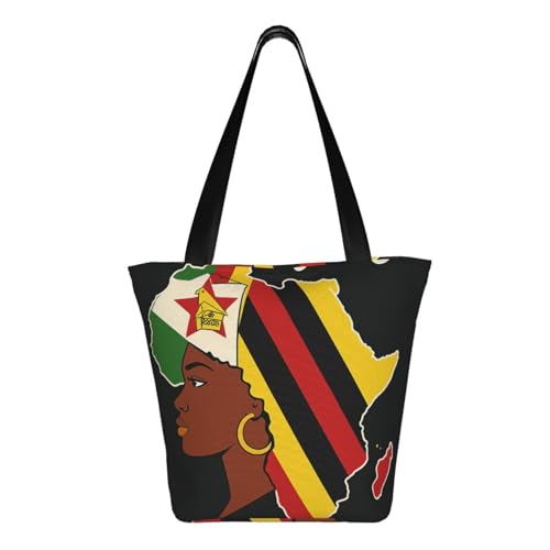 Map outline of Zimbabwe Print Lightweight Shoulder Bag Summer Outings Tote Bags Travel Hiking Work Casual Use3