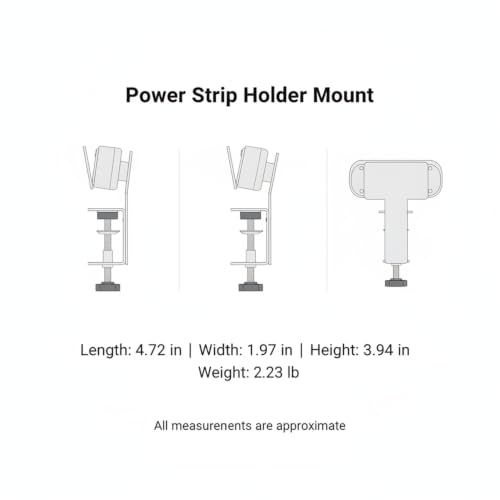 Soporte de montaje para regleta de acero al carbono, soporte robusto para protector contra sobretensiones para pared o escritorio, organizador de gestión de cables (4.7 x 2.0 x 3.9 pulgadas) miniatura 7