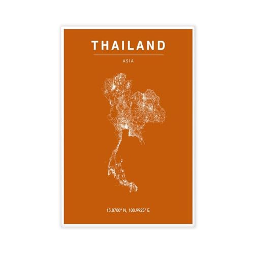 Toile murale Thaïlande carte colorée pour habiller un grand mur vide