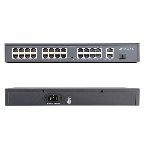 Image of ONWOTE 24 Ports Ethernet PoE Switch @300W, 24x 10 /100M PoE Ports