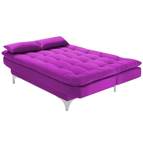 Image of Krancy 3-Seater Sofa Cum Bed for Living Room, Office & Home | Premium Fabric Sleeper Sofa Set with 1 Year Warranty | Comfortable Sofa for Guests, Lounge & Small Spaces (Pink)