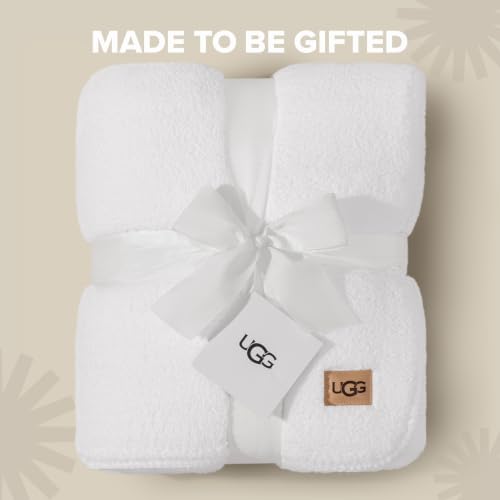 Image of UGG Whitecap Throw Blanket, Soft Fleece Blanket, 50 inch x 70 inch, White