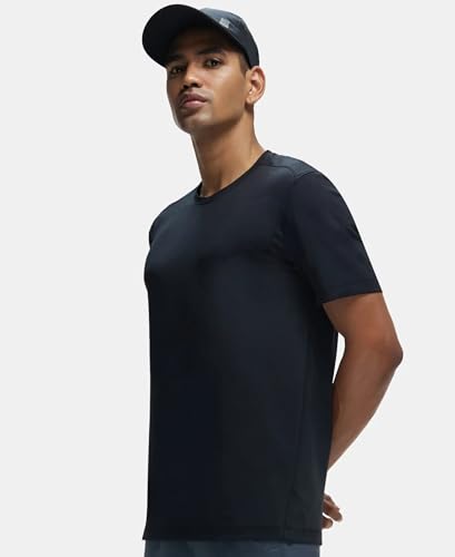 Image of Jockey MV37 Men Recycled Microfiber Elastane Stretch Fabric Round Neck Half Sleeve Breathable Mesh Active Wear T-Shirt