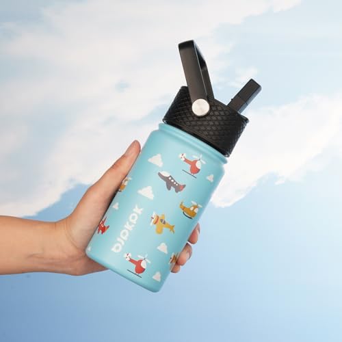 Image of BJPKPK Insulated Water Bottle, 15oz Stainless Steel with Straw Lid