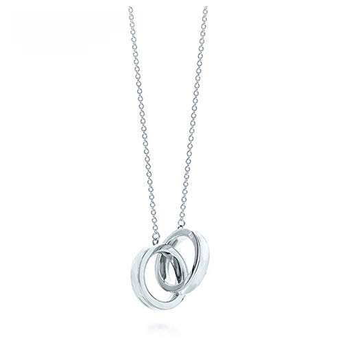 Collier double rond argent 925 pendentif cercle entrelacé pour femme chic