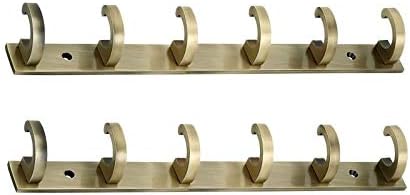 WSK Premium 6 Pin Hanger Antique Brass Finish Door Wall Hooks Rail for Hanging Keys, Clothes -2 Pieces HR215-002