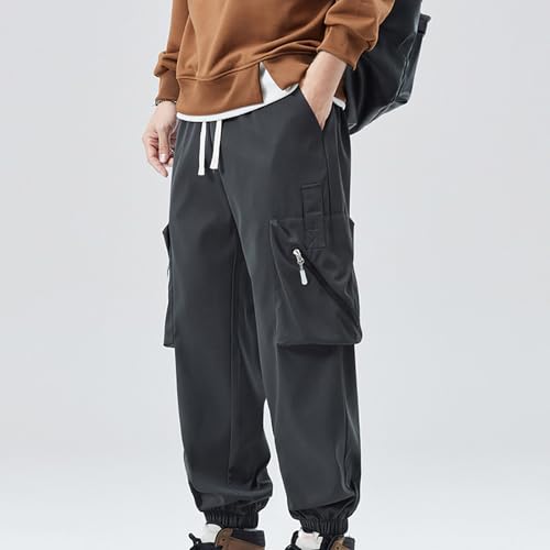 Cambkatl Men’s Cargo Pants Elastic Waist Drawstring Casual Joggers Hiking Outdoor Track Sweatpants with Pockets 5