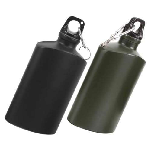MAGICLULU Cantimplora Plana de Aleación de Aluminio 500 Ml Ligera y Resistente con Gancho, Pack de 2 Unidades para Entrenamiento al Aire Libre y Camping