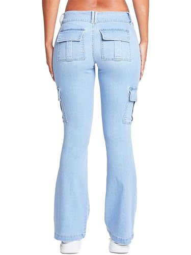 YMI Women's Low Rise Cargo Flare Jean3