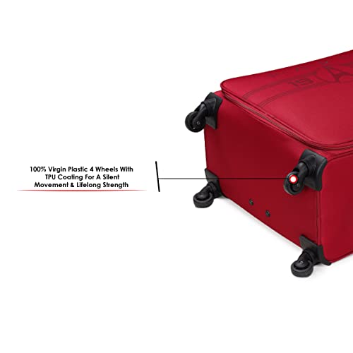 Image of Verage Paris 70 cm Soft Sided Medium Check in Suitcase Luggage Bag with Telescopic Trolley and 360 Spinner 4 Wheels (Red, 24 Inch)