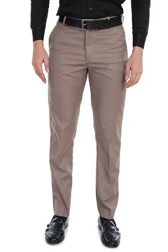 Image of Men's Stretchable Solid Plain Formal Trousers - Regular Fit Stylish Pants for Office & Party, Fashionable Dress Trousers for Men
