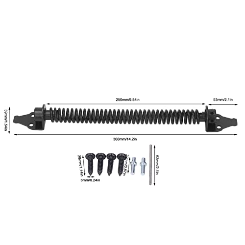 Self Closing Gate Spring, 14" Adjustable Gate Door Closer Spring Kit with Screws for Wooden Fence (Black) - Image 4
