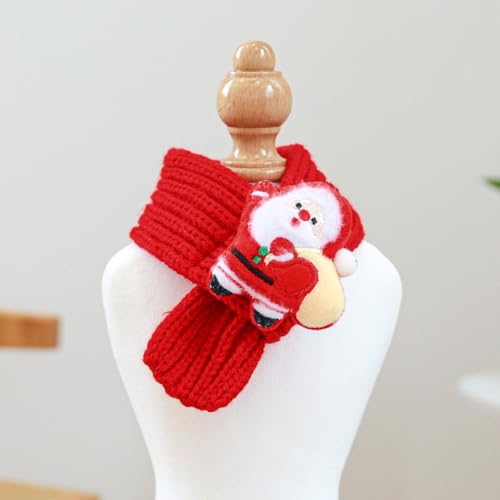 BT Bear 2 PCS Christmas Pet Scarf with Christmas Hat Set,Dog Knitted Scarf Puppy Cat Christmas Costume Pet Scarves Holiday Dress Up for Cats Small Dogs (Red,S) - Image 3