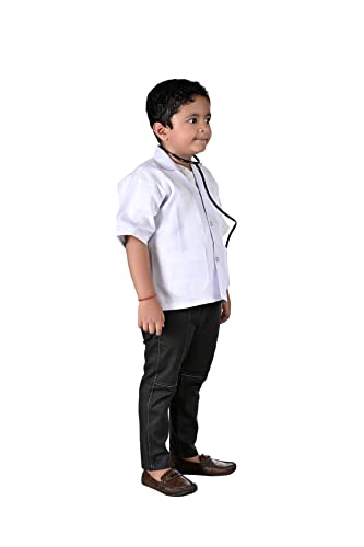 Image of BookMyCostume Doctor Physician White Coat with Stethoscope Medical Professional Community Helper Kids Fancy Dress Costume 4-5 years