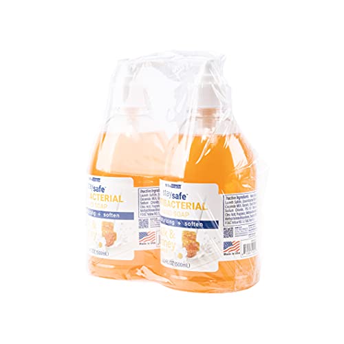 BioMiracle Stay Safe Cleansing Liquid Soap, 16.9 Ounce, 2 Pack, Antibacterial Hand Soap, Moisturize and Soften, Liquid Hand Soap Dispenser, Milk and Honey Scented