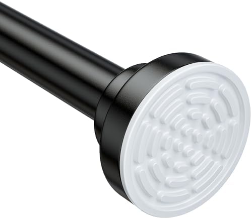 Ausemku Shower Curtain Rod Tension - 26-76 Inch Never Rust Non-Slip Spring Tension Curtain Rod No Drilling Stainless Steel Curtain Rod Use Bathroom Kitchen(Black)