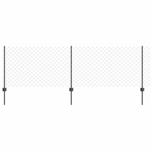 vidaXL Zaun mit Pfosten Grau 0,8 x 10 m Stahl, Garten und Terrasse, robuster Gartenzaun, anpassbare Begrenzung, wetterfeste Paneele