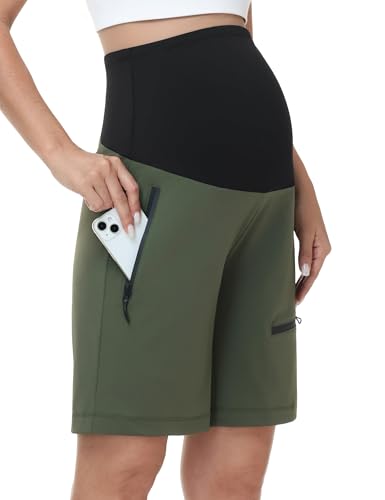 Short grossesse sport taille haute avec poches zippées pour été