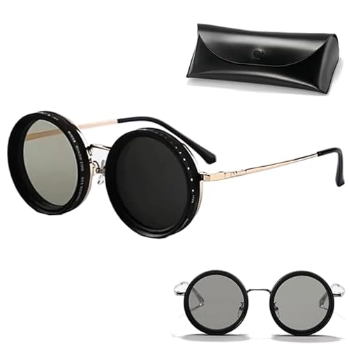 Vision Guard Sunglasses, Adjustable Tint Sunglasses, 1-9 Gears Steampunk Retro Metal Round Polarized Glasses - Main Image