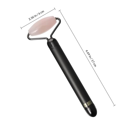 HOMSFOU Rodillo Facial Eléctrico de Jade Natural Rodillo de Cuarzo Rosa, Masajeador Antienvejecimiento para Rostro y Contorno de Ojos, Herramienta de Masaje Facial para Cuidado - imagen 2