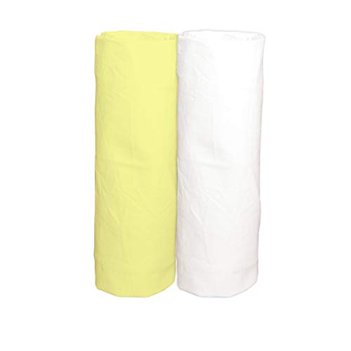 Blanc et Jaune Lot de 2 draps housse Pati'Chou 100% Coton pour lit bébé 60x120 cm