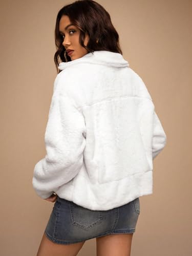 Chic Women's White Winter Collar Faux Rabbit Fur Jacket – Perfect for Casual & Business Styles (X-Small) - Image 2