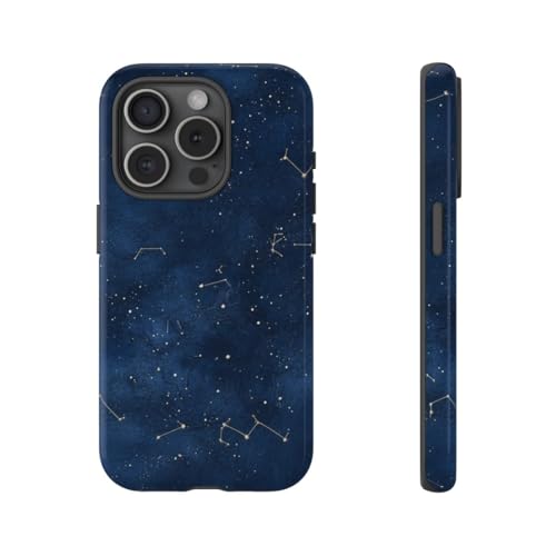 Coque rigide iPhone 15 Pro constellation bleu foncé de qualité premium