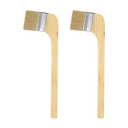 sourcing map Paint Brush 2Pcs 2.5 Brush Width Reusable Variety Angled Bend Brushes Radiator Paint for All Latex Oil Painting Furniture Walls Treatment, Brown