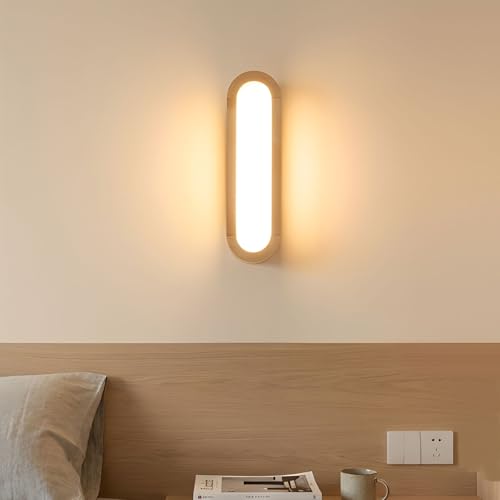 Aplique pared interior madera 12W lámpara moderna 3000K para cabecera y salón