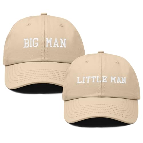 DALIX Big Man Little Man Hat Father Son Matching Cap Fun Gifts, Khaki, One size
