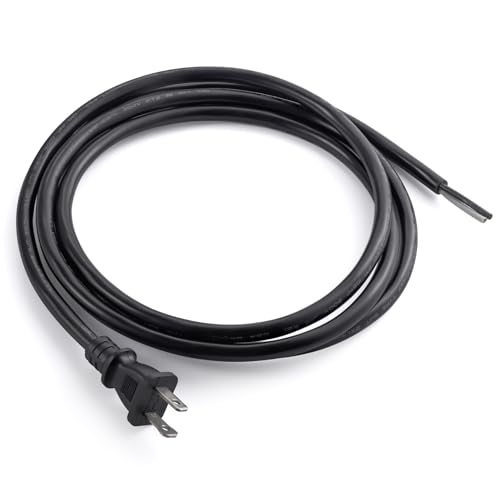 Power Tool Replacement Cord, 2 Prong Polarized 16 Gauge Replacement Power Cord with Open End, Heavy Duty 125V Supply Cable for AC Appliance, NEMA 1-15 Plug UL SJT 16AWG (6FT)