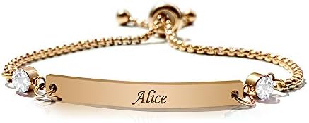 howson london Personalised Birthstone Bracelets Engraved Bar Bracelet for Her Custom Gift for Mothers Day Birthday Christmas Friendship Mum Sister Bridesmaid Auntie Girlfriend 13th 18th 21st 30th