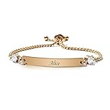 howson london Personalised Bracelets for Women Custom Birthstone Bracelet Gifts for Birthday Valentines Day Christmas Engraved Bar Bracelet for Women Her Mum Wife 18th 21st 30th (04 April)