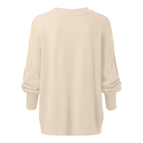 Women's Cable Knit Sweater Long Sleeve Crewneck Pullover Lantern Sleeve Trendy Fall Winter Y2K Tops2