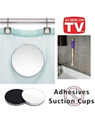 Fog Free 2 Piece Shower Mirror | Mounts on Shower Curtain | No more unreliable suction cups | Free Magnic Bamboo Toothbrush with wall mount | As Seen On TV (Purple)