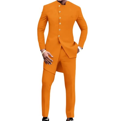 African Formal Wedding Party Suits for Men Solid Coat and Pants 2 Piece Groomsman Suit4