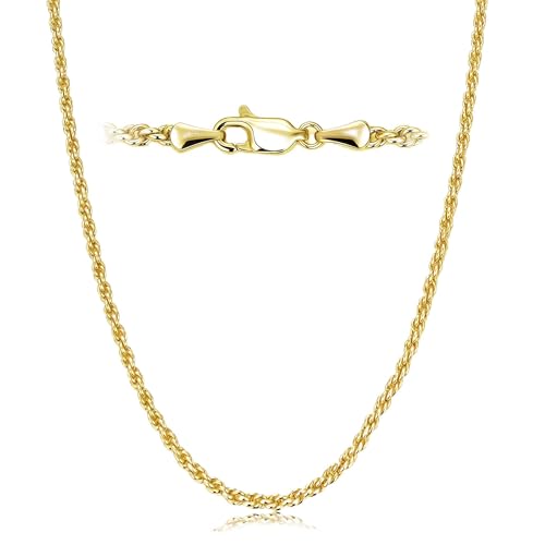Porment Collares de cuerda delicada de 2,5 mm para mujeres y hombres, cadena de oro de 14 quilates apilable, para hombres, collares simples y modernos para mujer, impermeables, no se deslustran