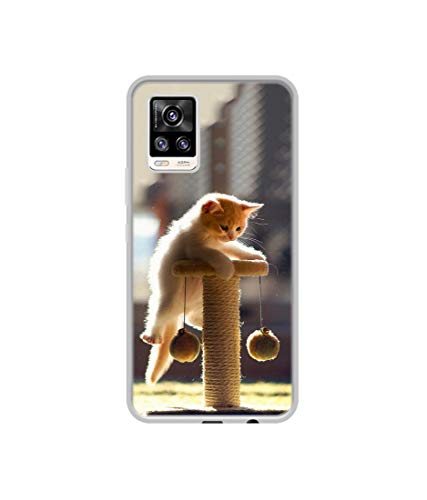 Image of Cat Climbing Design Printed Silicon Soft TPU Back Case Cover for Vivo V20
